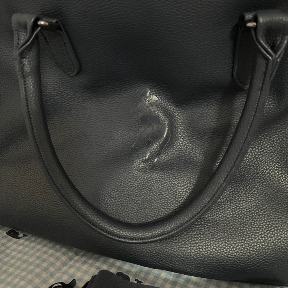 Polo by Ralph Lauren Red Parfum and Blue Leather Men's Duffel Bag - Picture 4 of 6